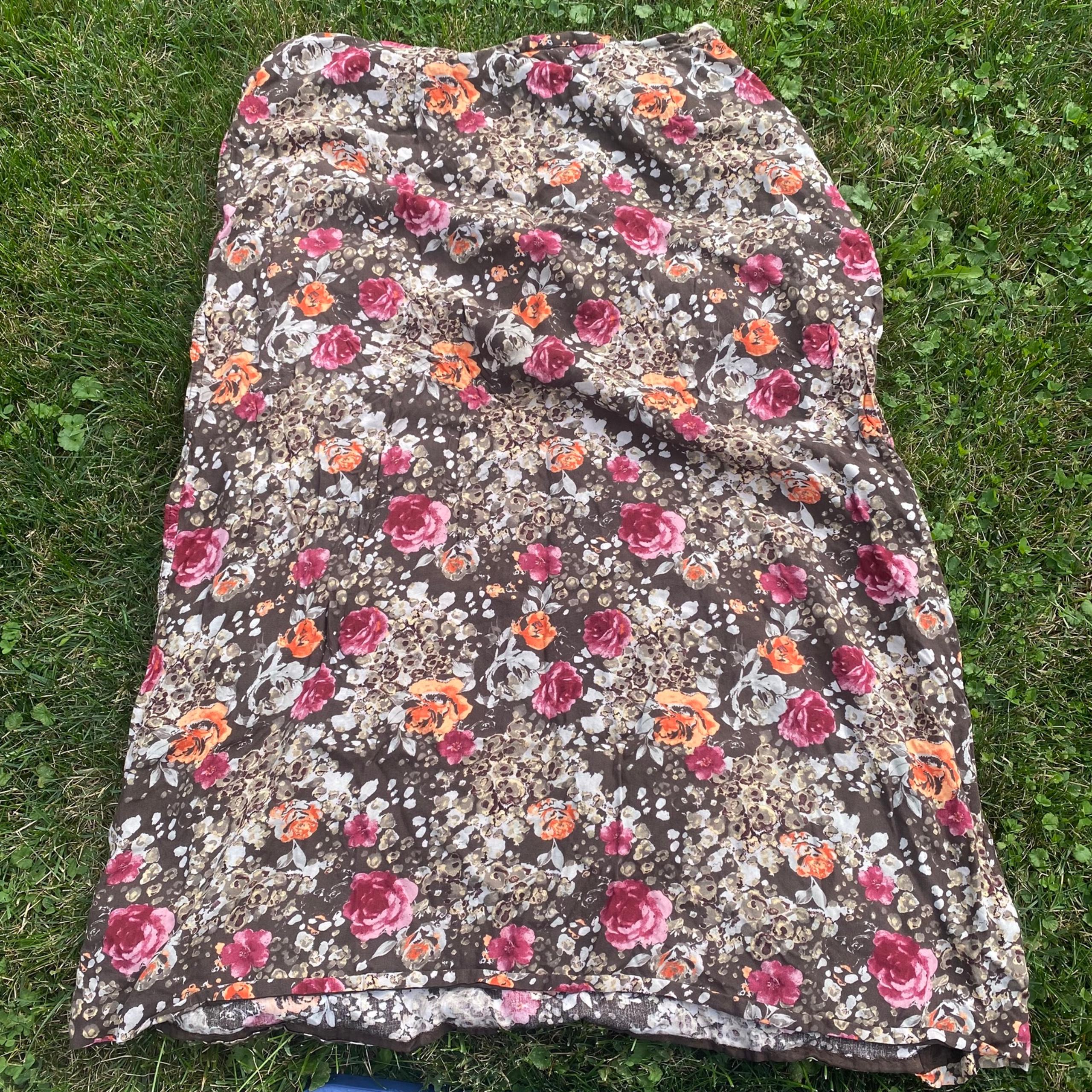 Vintage Brown Rose Midi Skirt