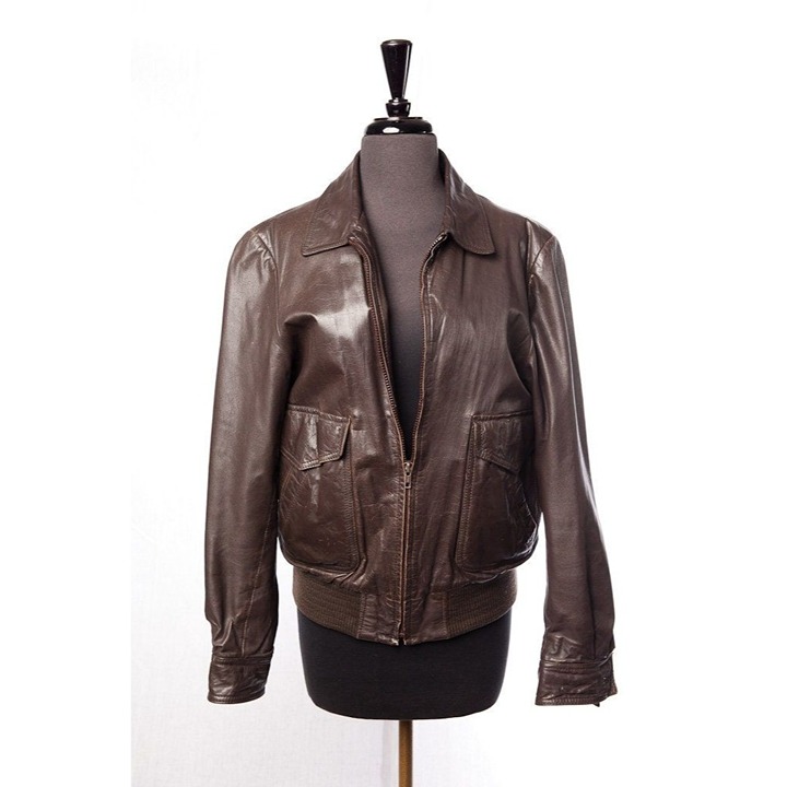 Vintage 1970's Men's International Trends Ltd Brown Leather Bomber Jacket Zip 42