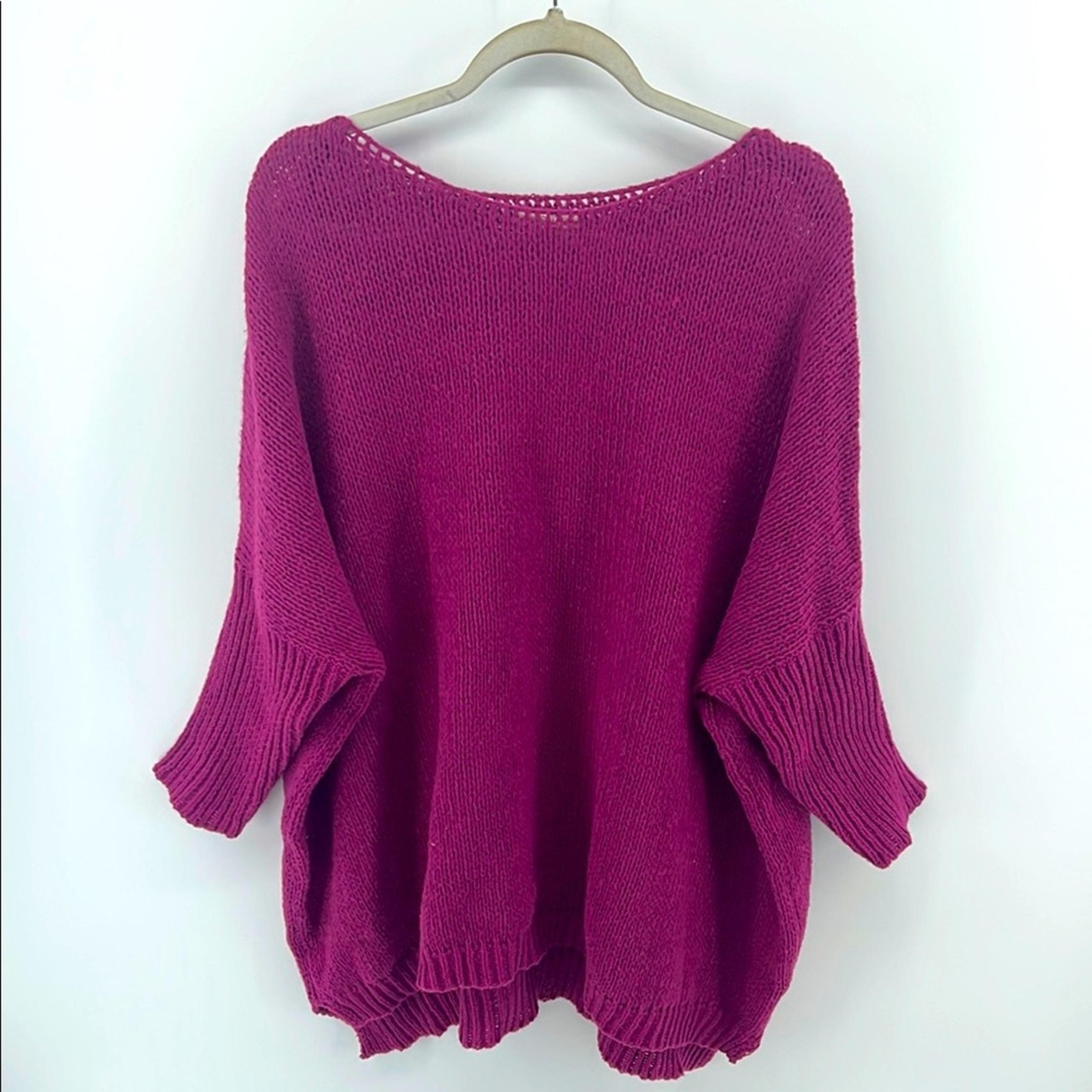 Easel drop shoulder oversized wide neck knit sweater sz L
