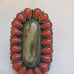 Large Tibetan Copal+Red Stones Ring sz 6