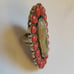 Large Tibetan Copal+Red Stones Ring sz 6