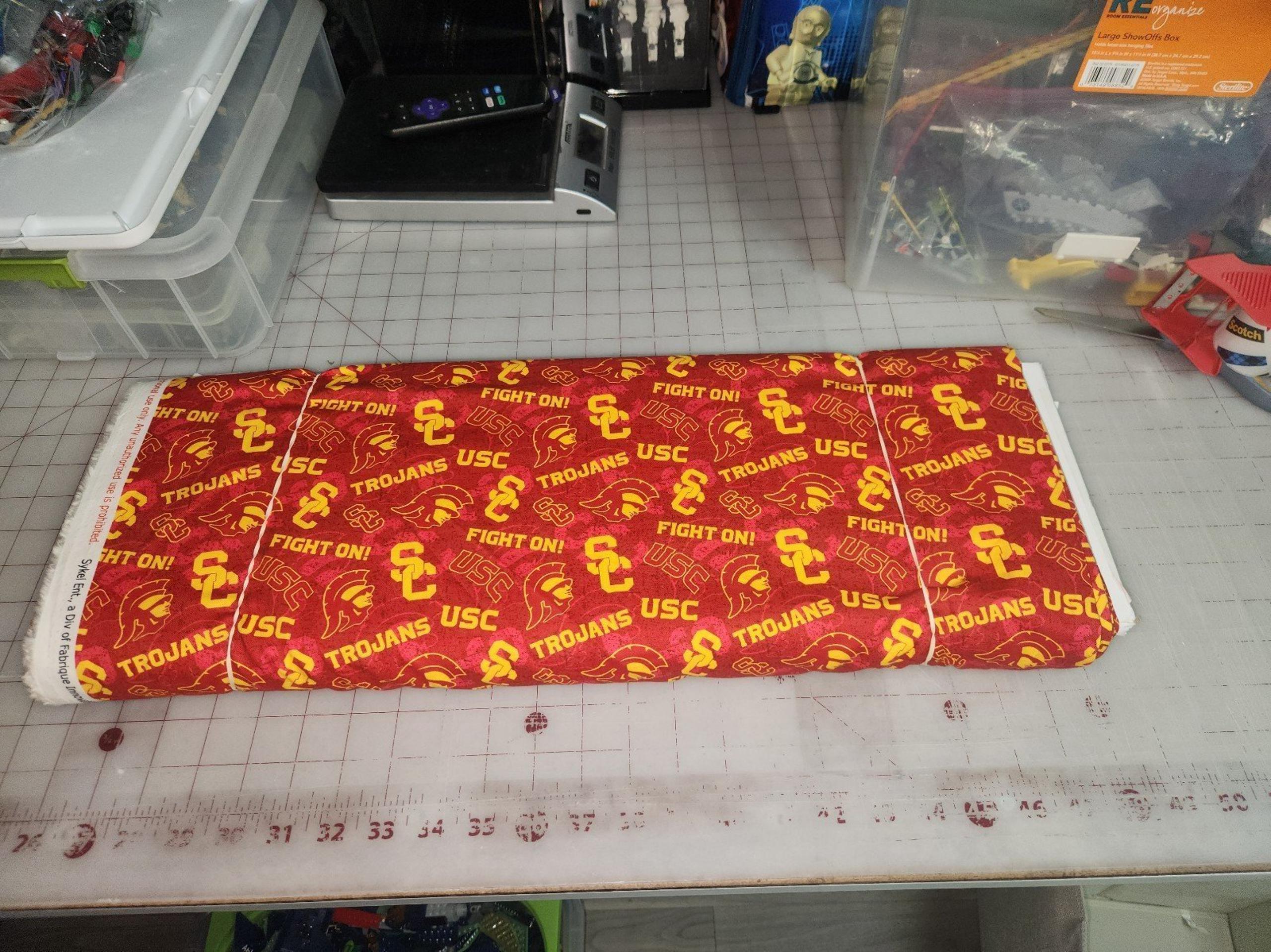 USC Vintage TEAM Logo Cotton Fabric