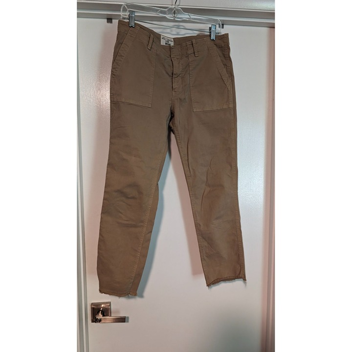 Nili Lotan Jenna Pants sz 8 EUC raw hem khaki Made in USA MSRP 345