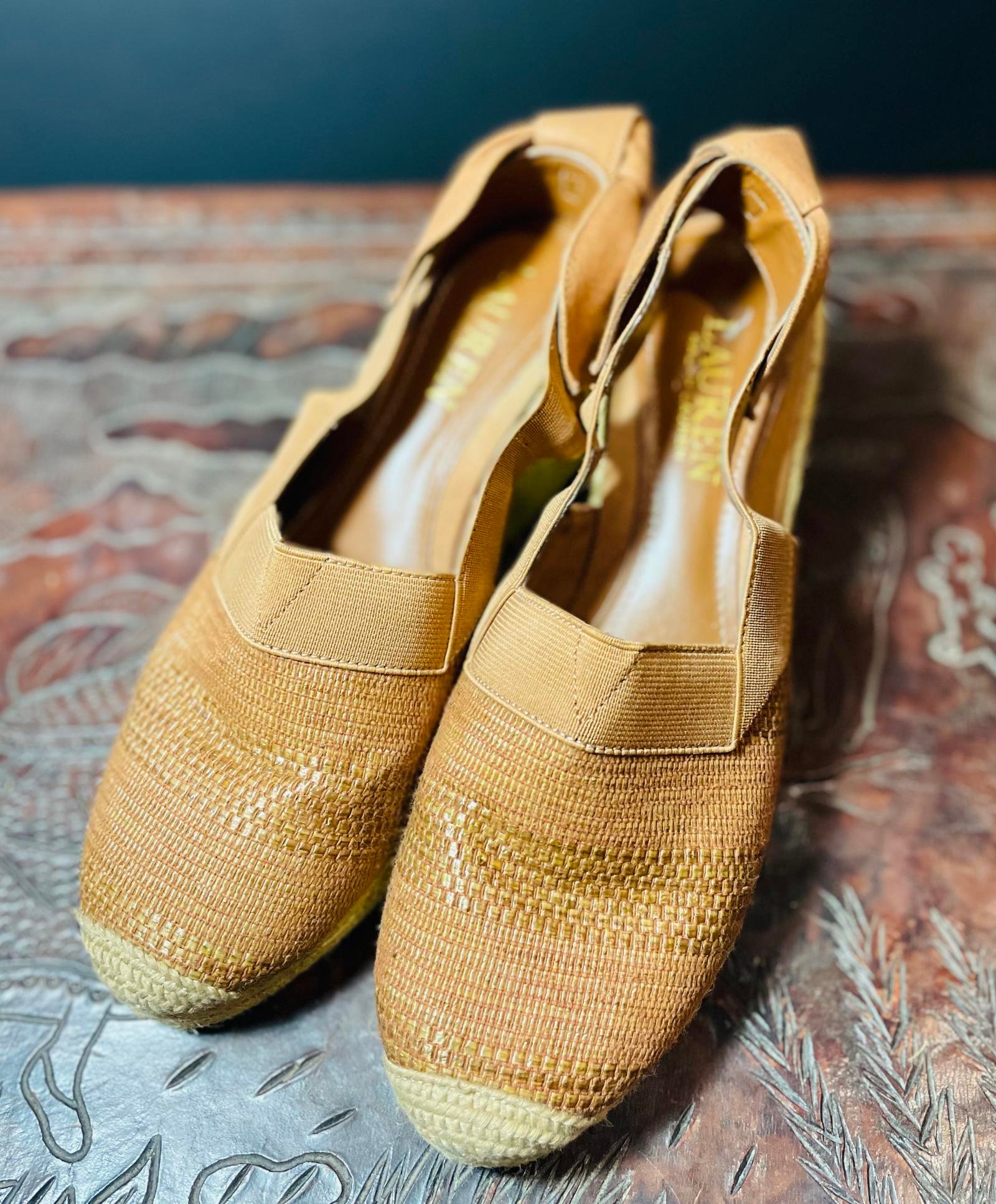 Ralph Lauren Women's 7.5 Wedge Espadrilles - Stylish Tan Slip-On Shoes