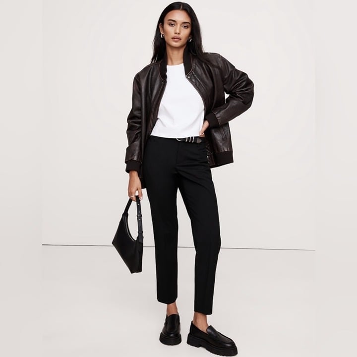 NWT! Banana Republic Black Siena Slim Wool Ankle Pant - Size 18 Long