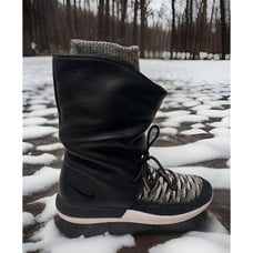 861708-002 Nike Roshe Two HI Flyknit Black/White Women's SneakerBoot US 8.5