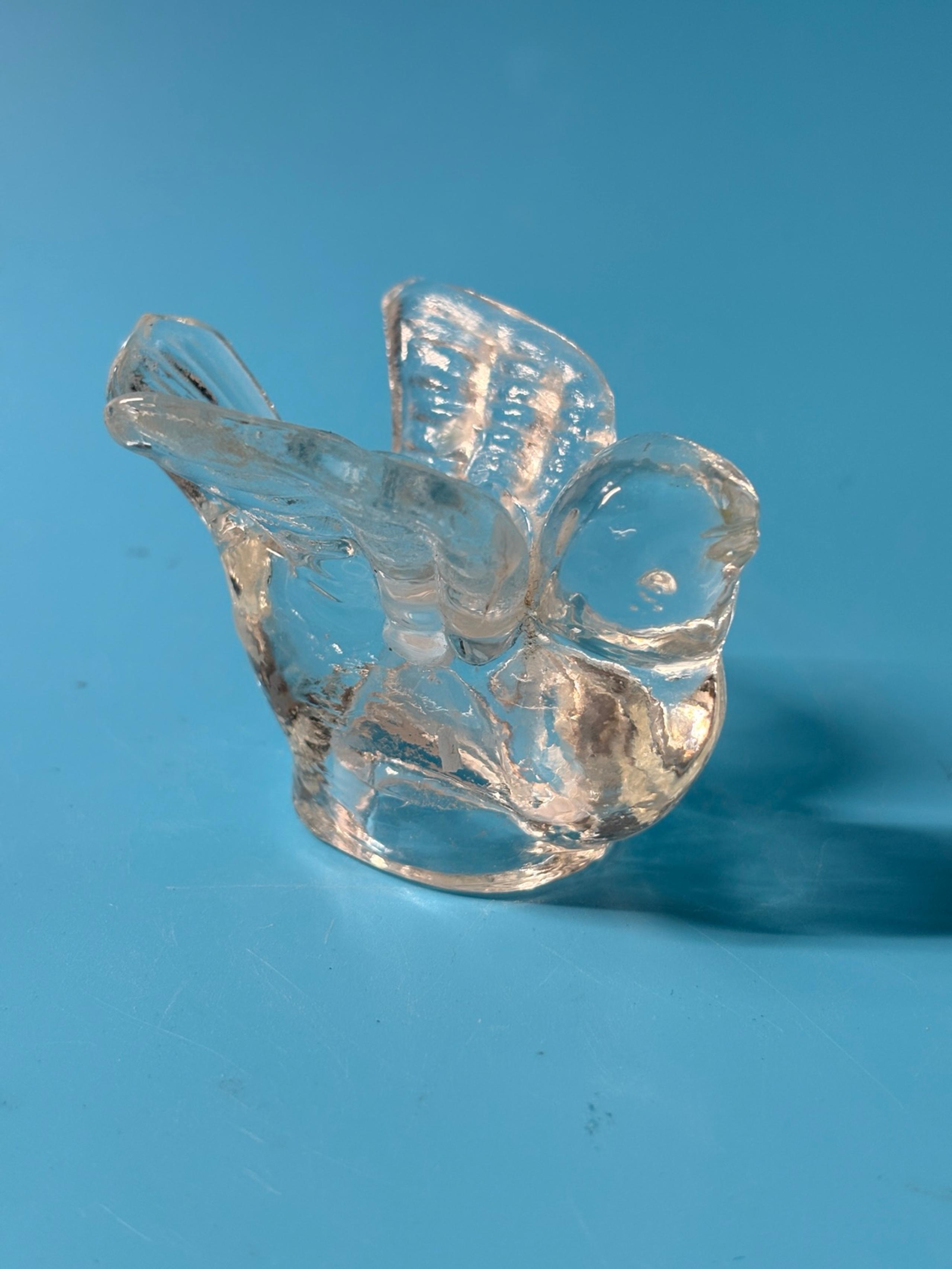BIEDERMANN Vintage Clear Glass Bird Candle Holder (Sparrow or Finch)