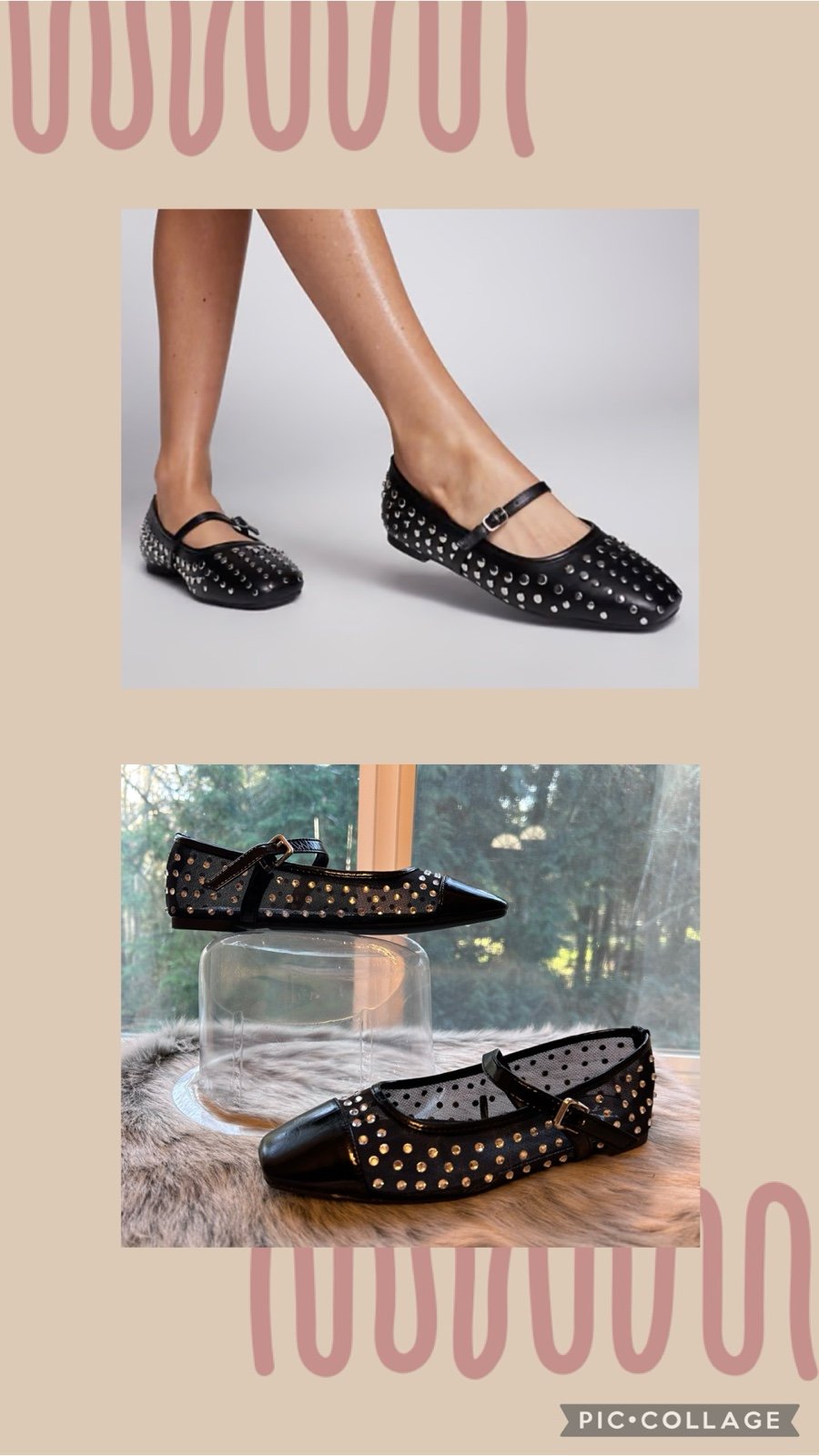 New York and company Stradivarius studded ballet shoes in black size 8