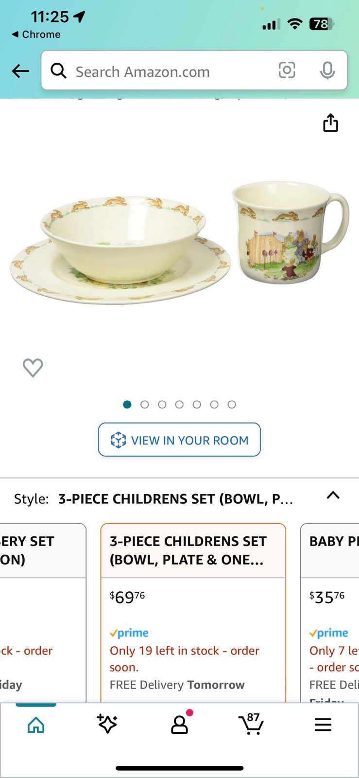 Bunnykins dinnerware set bowl cup plate in box