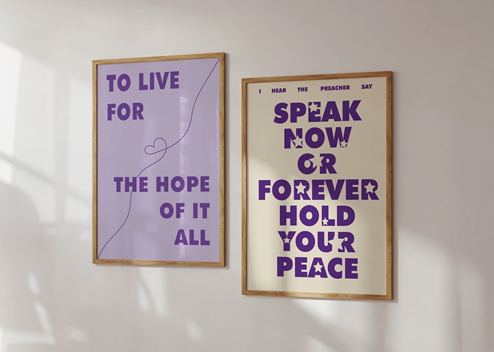 Set of 2 August And Speak Now Taylor Swift Poster Song Lyric, Speak Now Taylor's