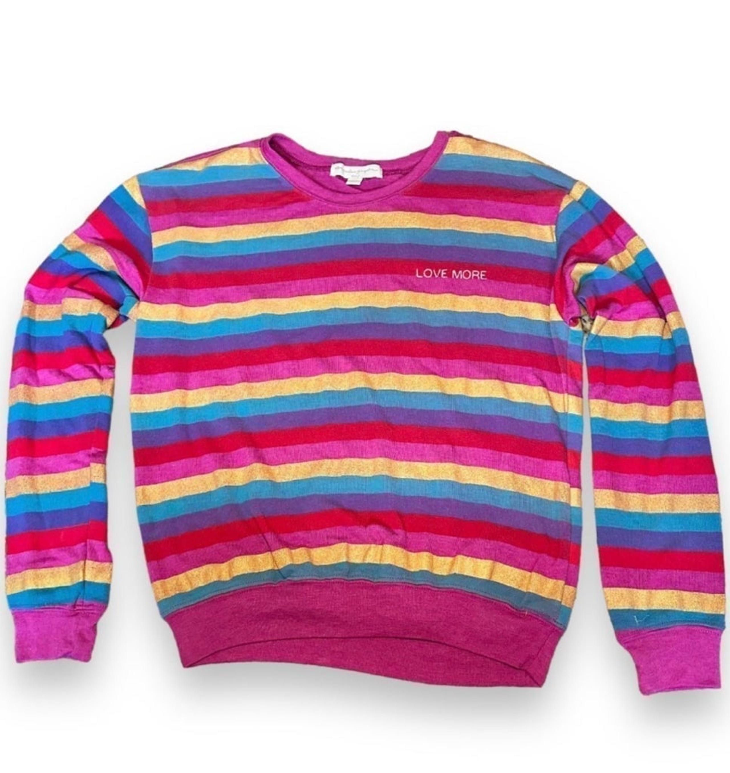 Spiritual Gangster Savasana Love More Striped Pullover Medium NWOT Med