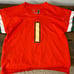 Adidas Jersey Top Youth Medium Orange Miami Hurricanes #1 Official NCAA Football
