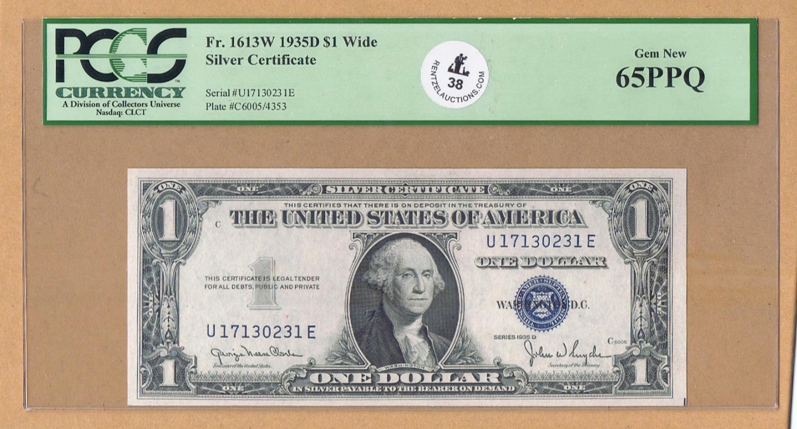 1935 D 1 Wide United States Silver Certificate | PCGS Currency 65PPQ