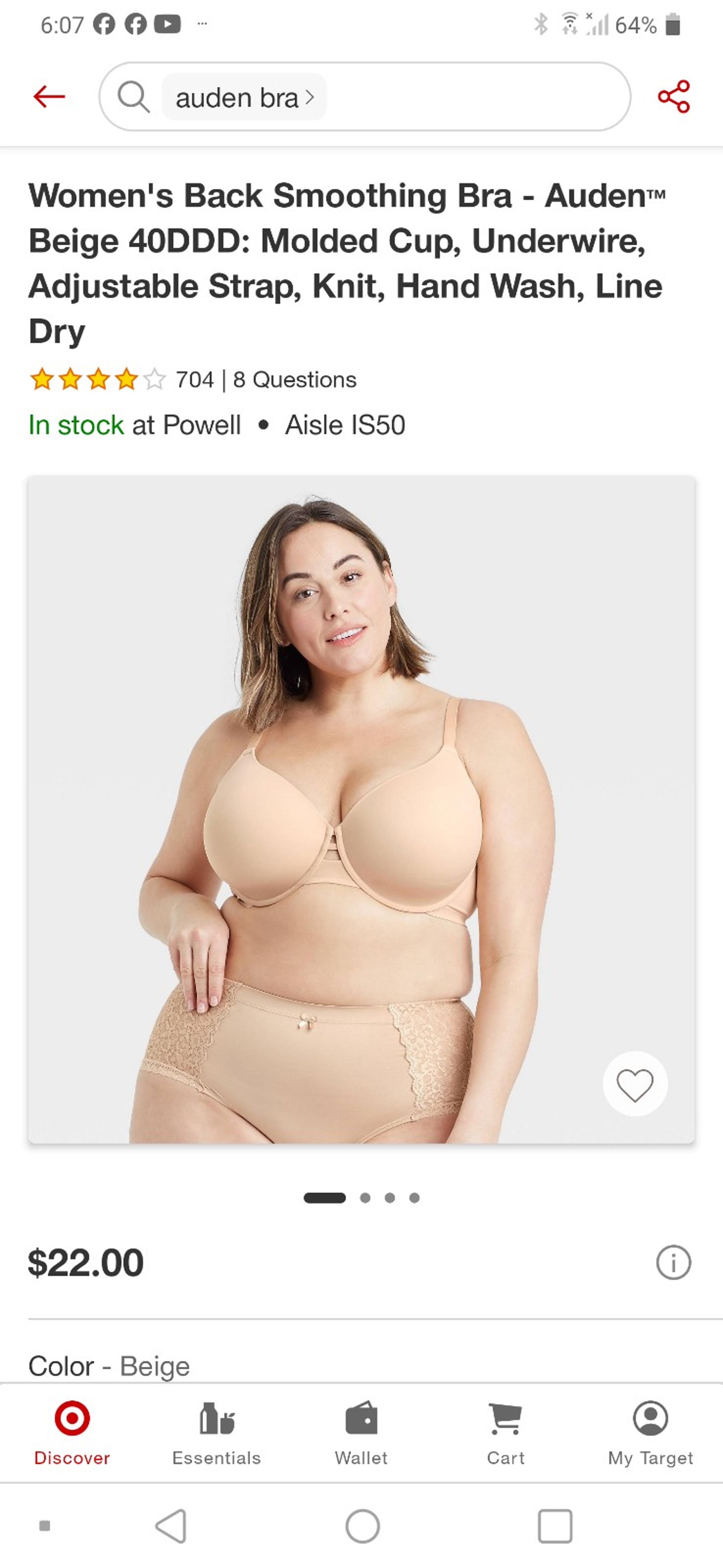 AUDEN The Superstar 40DDD Caramel Color Pic 4 Lined Full Coverage Bra