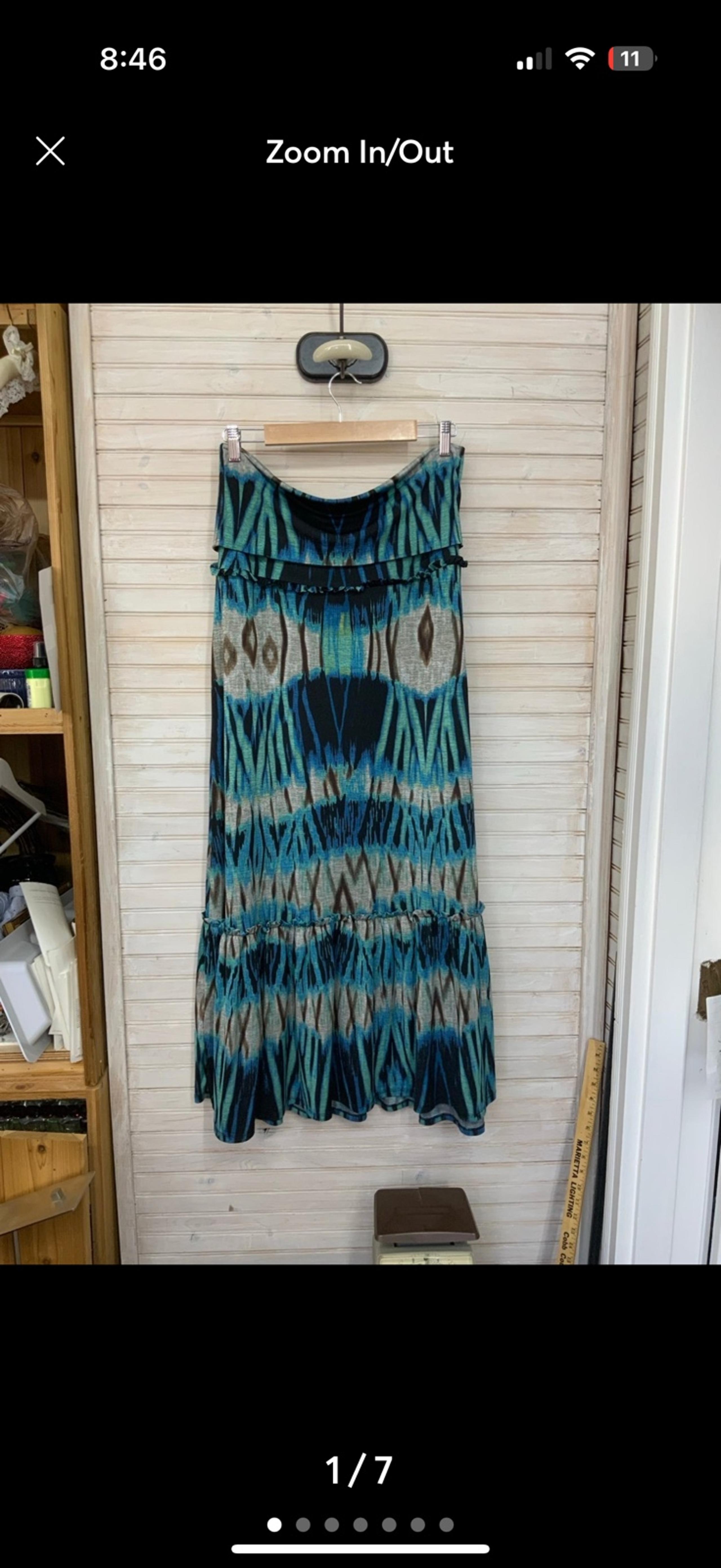 Bisou Bisou Women’s XL Adjustable Tiered Maxi Skirt or Dress Peacock