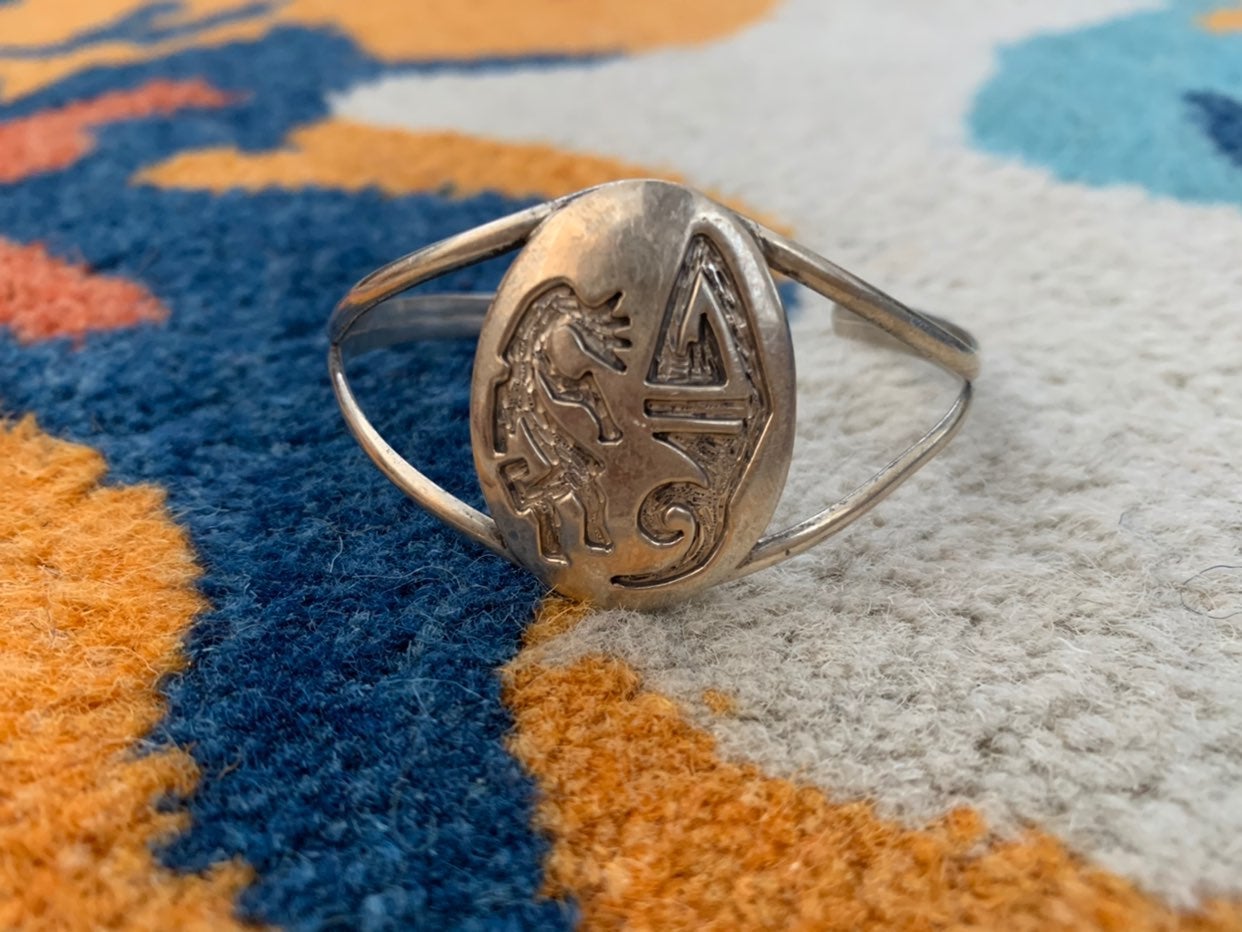 Sterling silver Kokopelli cuff bracelet