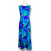 Vintage 60s Hawaii Maxi Dress Sleeveless Blue Green Bold Abstract Print Tropical