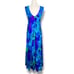 Vintage 60s Hawaii Maxi Dress Sleeveless Blue Green Bold Abstract Print Tropical