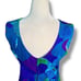 Vintage 60s Hawaii Maxi Dress Sleeveless Blue Green Bold Abstract Print Tropical