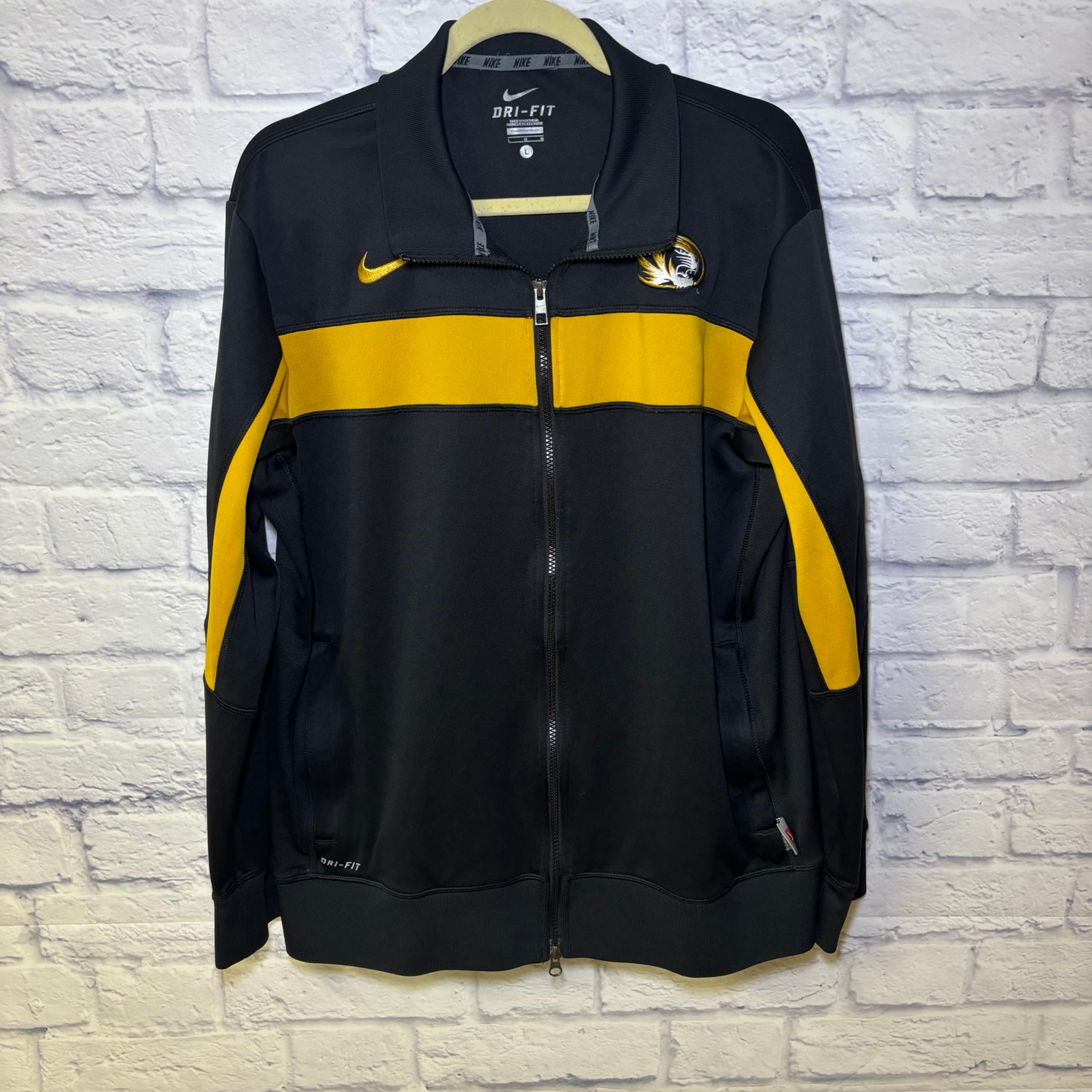 Missouri Tigers Track Jacket Nike Dri Fit Full Zip Black Mens Large Athletic
