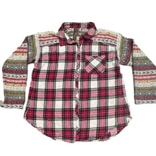 Aratta Silent Journey Plaid Buttondown Tunic Blouse Shirt