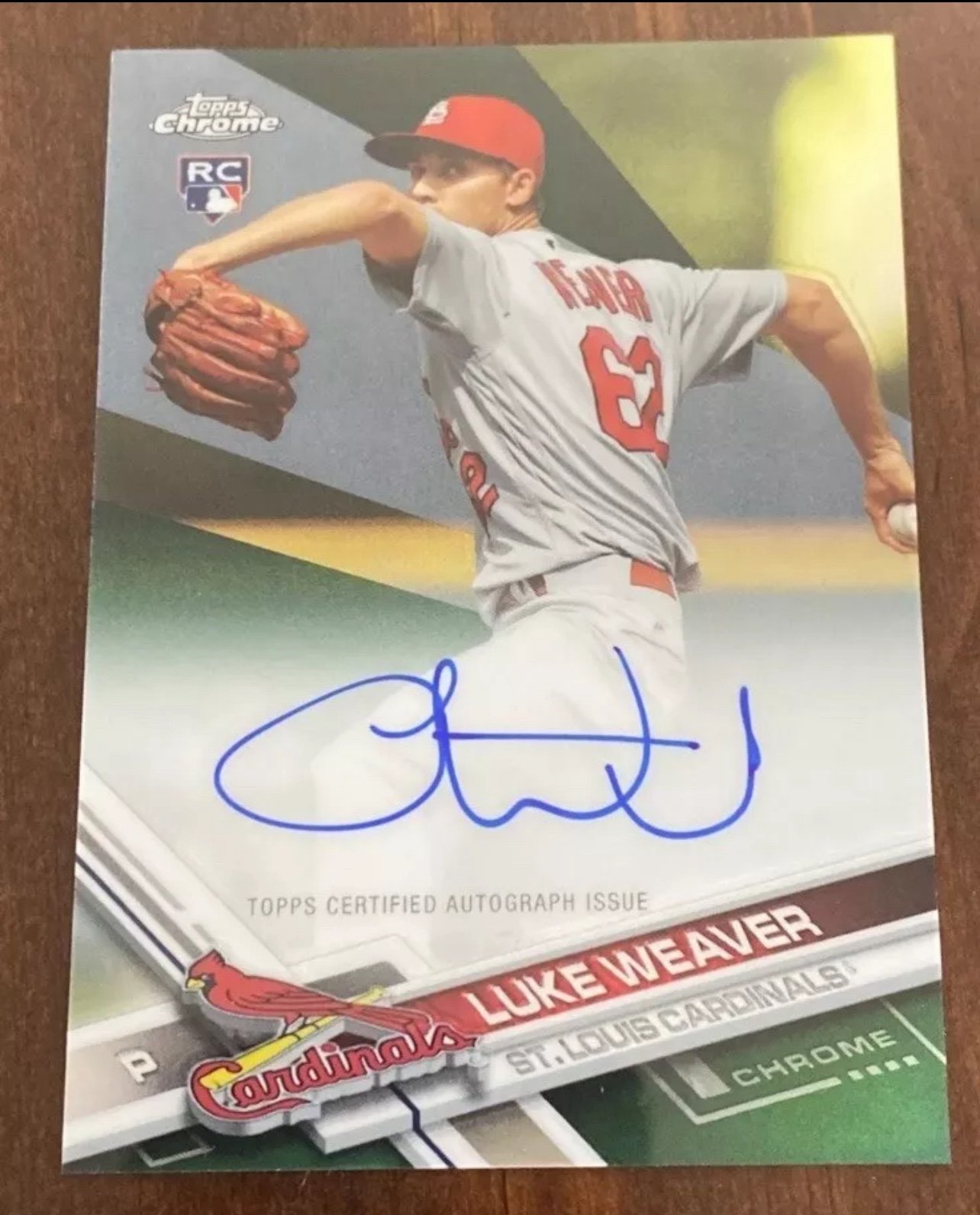 2017 Topps Chrome Rookie Auto LUKE WEAVER Green Refractor RC /99 Yankees