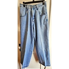 Vtg KIKAI MACHINE 100% cotton jeans men baggy wide leg blue jeans Sz 30x32