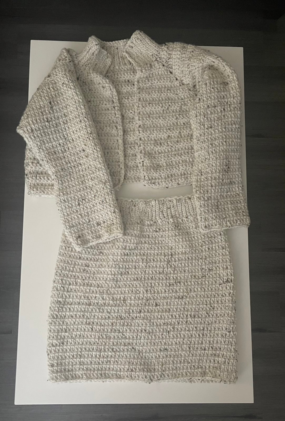 Crochet skirt and cropped sweater set
