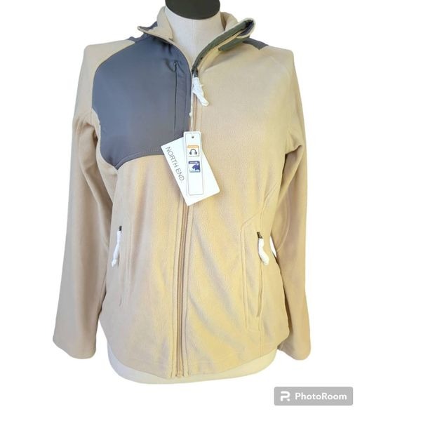 North End Women's Size M Full Zip Fleece Jacket Stone Tan Gray New Hiking, Outdo
