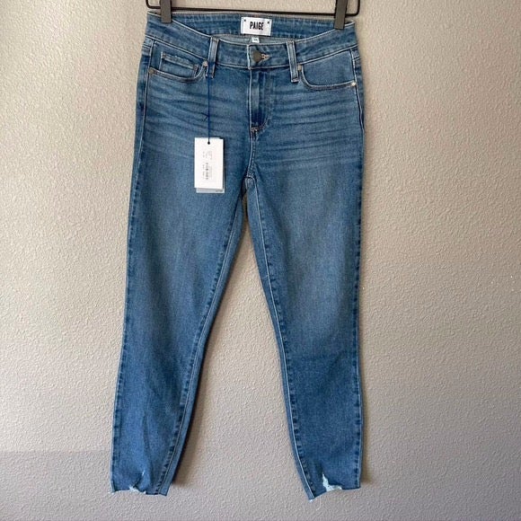 NEW Paige Hoxton Ankle Skinny Jeans Raw Hem