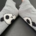 Sweater Leg Warmers Gray Panda Knit Knee Socks Black Covers Animal Print Gothic