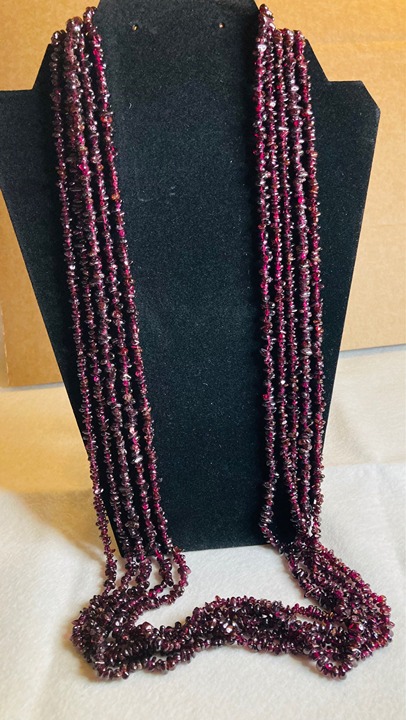 Lot of 5 Genuine Garnet Chip 34 Necklaces