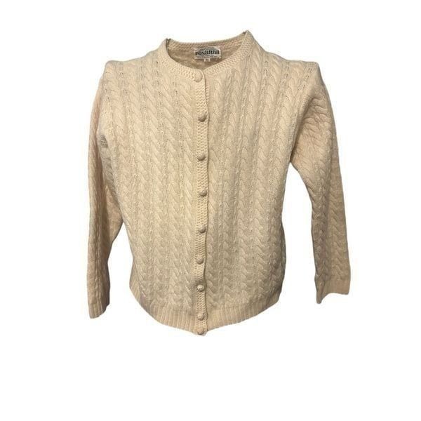 Showstopper Vintage Rosanna Cream 100% Virgin Wool HANDMADE HAND LOOMED Cardigan