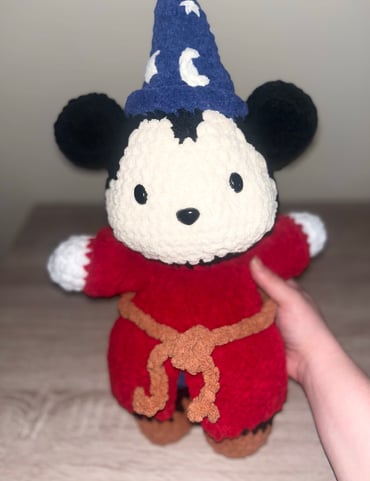 Handmade Crochet Disney Sorcerer Mickey Mouse Fantasia Plush