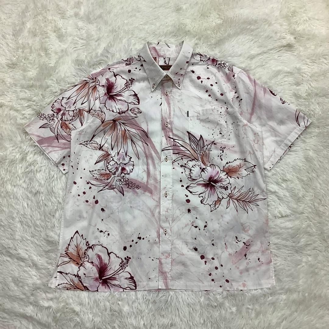 Majun Kariyushi Wear Aloha Shirt Okinawa Hibiscus Pattern Large Size 3L