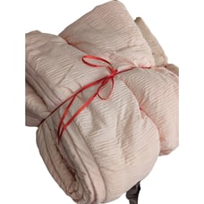 PILLOWFORT! SWEET PEACH RUCHED TEXTURE DOWN ALTERNATIVE COMFORTER! SZ FL/QN