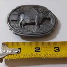 1986 C+J Inc Cow Farm Steer Farmer Barn Rare Vintage Belt Buckle Made In USA