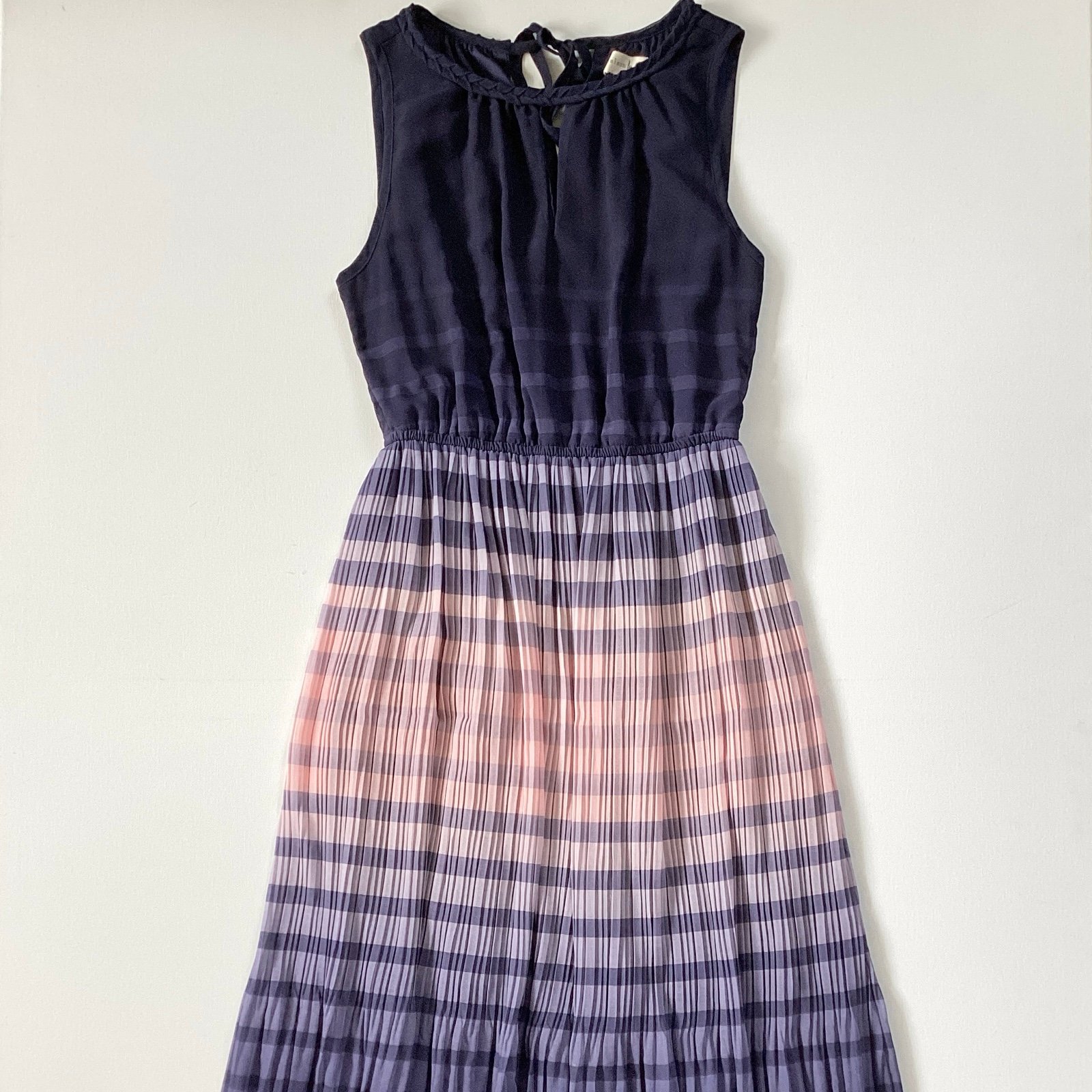 Maison Jules Pleated Striped Dress