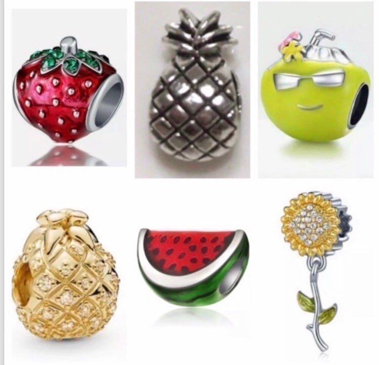 6 Strawberry Pineapple Coconut Watermelon Sunflower Charm