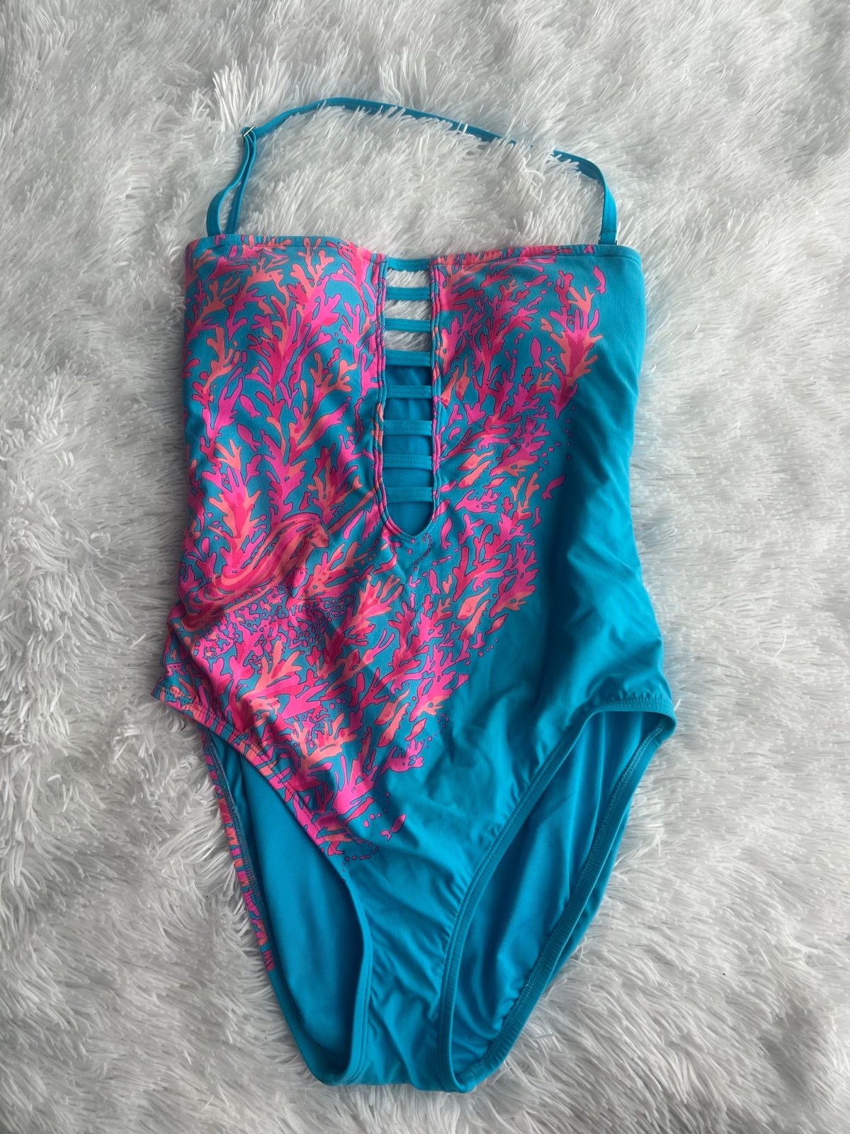 Lilly Pulitzer Teslee Turquoise Oasis Goddess Of The Sea One Piece Swimsuit 8