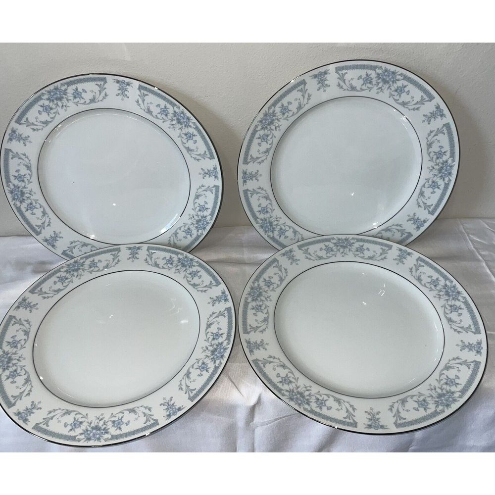 SET (4) Sheffield Porcelain Fine China 10.25 Dinner Plates BLUE WHISPER. Japan