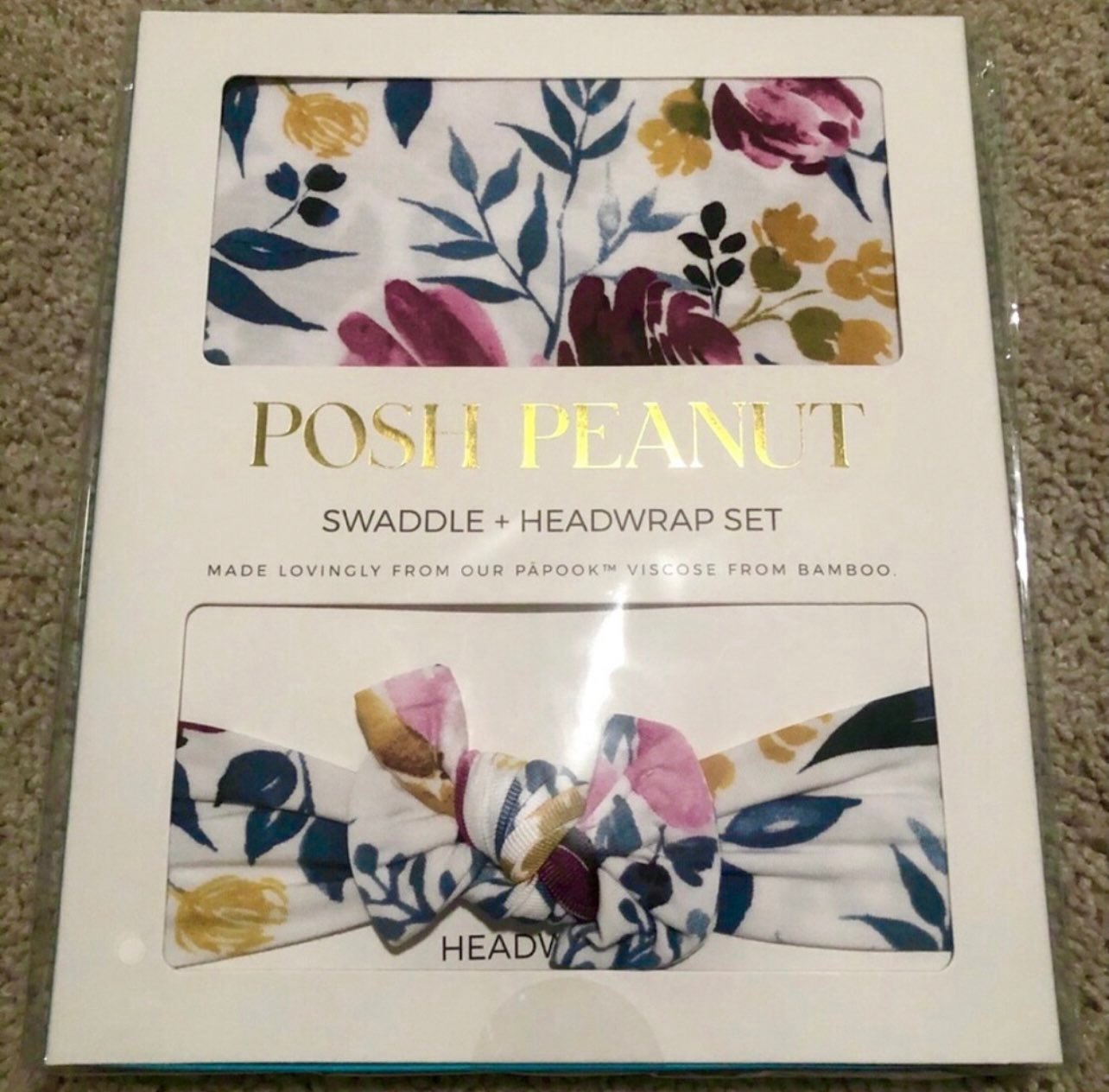 Posh Peanut Swaddle and Headwrap Set - Jozie NWT