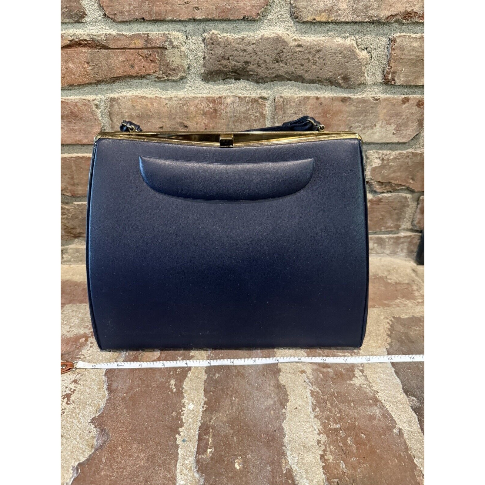 VTG VERDI Kelly Hand Bag Pocketbook Purse Blue Top Lock Lined Vinyl MCM Mod BUB