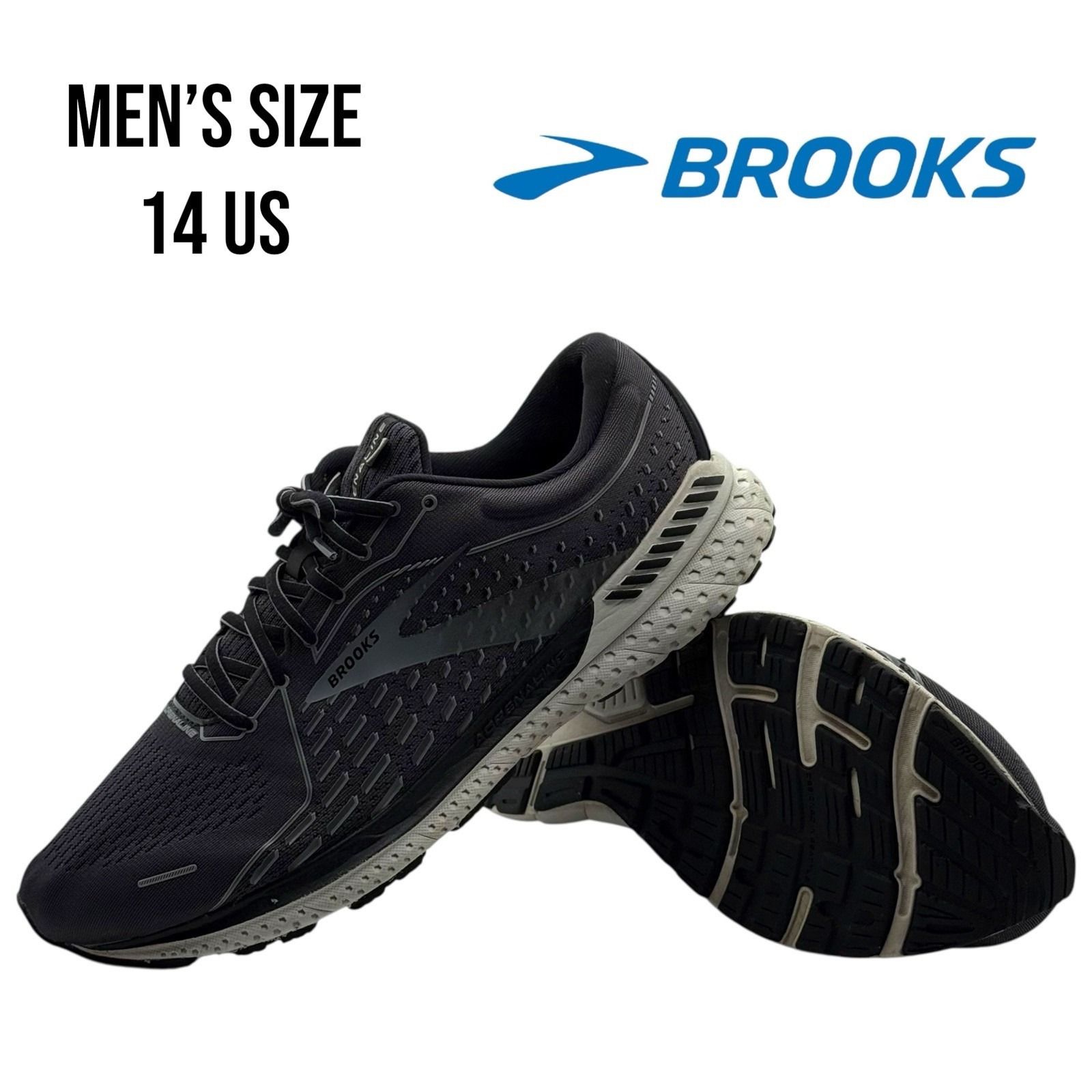 Brooks Adrenaline GTS 21 Men's Size 14 Wide 2E Running Shoes Black Gray Athletic