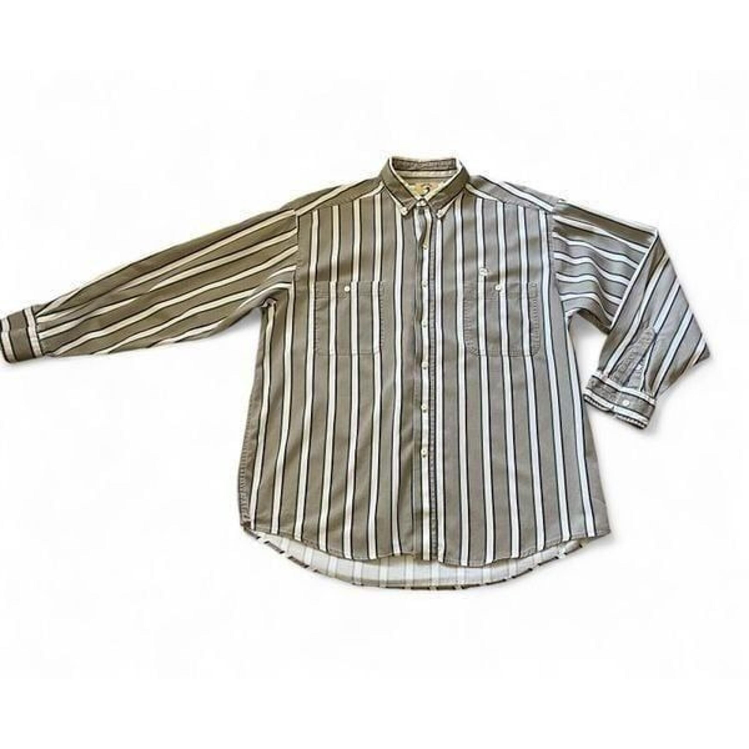 Duck Head Vintage Mens Striped Button Down Long Sleeve Cotton Shirt Size L