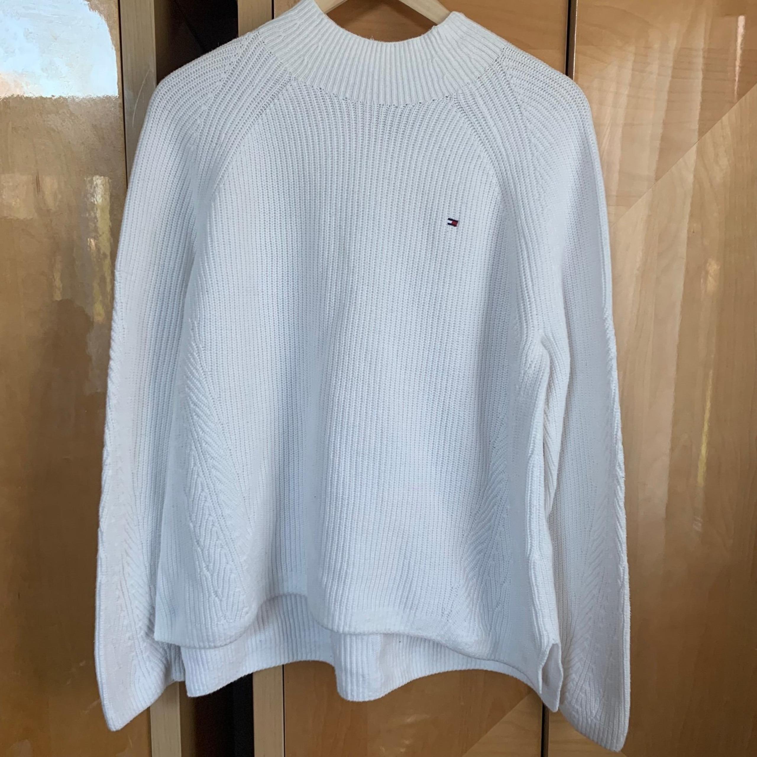 Tommy Hilfiger Womens Hayana Mock Neck Knit Sweater White Medium EUC