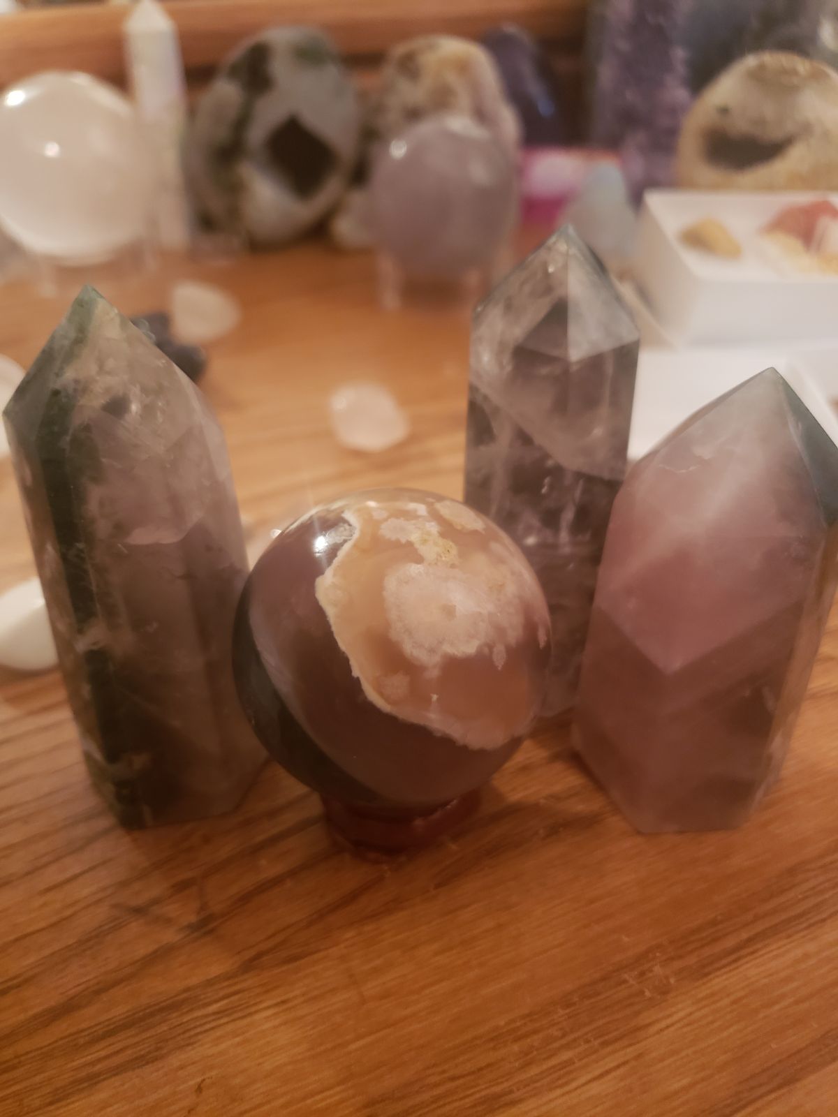 Moss Agate w/Rose Quartz set