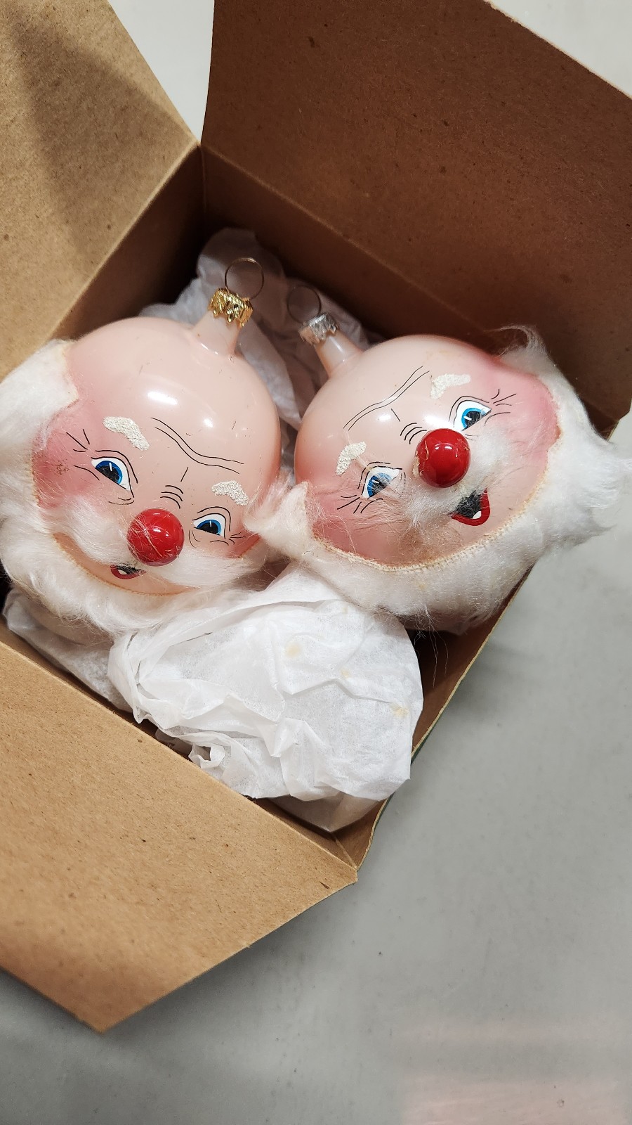 Vintage Box of 2 Dayton Hudson's Marshall Fields Santa Clause Head Ornaments