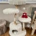 Natural Wood Modern Cat Tree with Toy, Ivory, Large