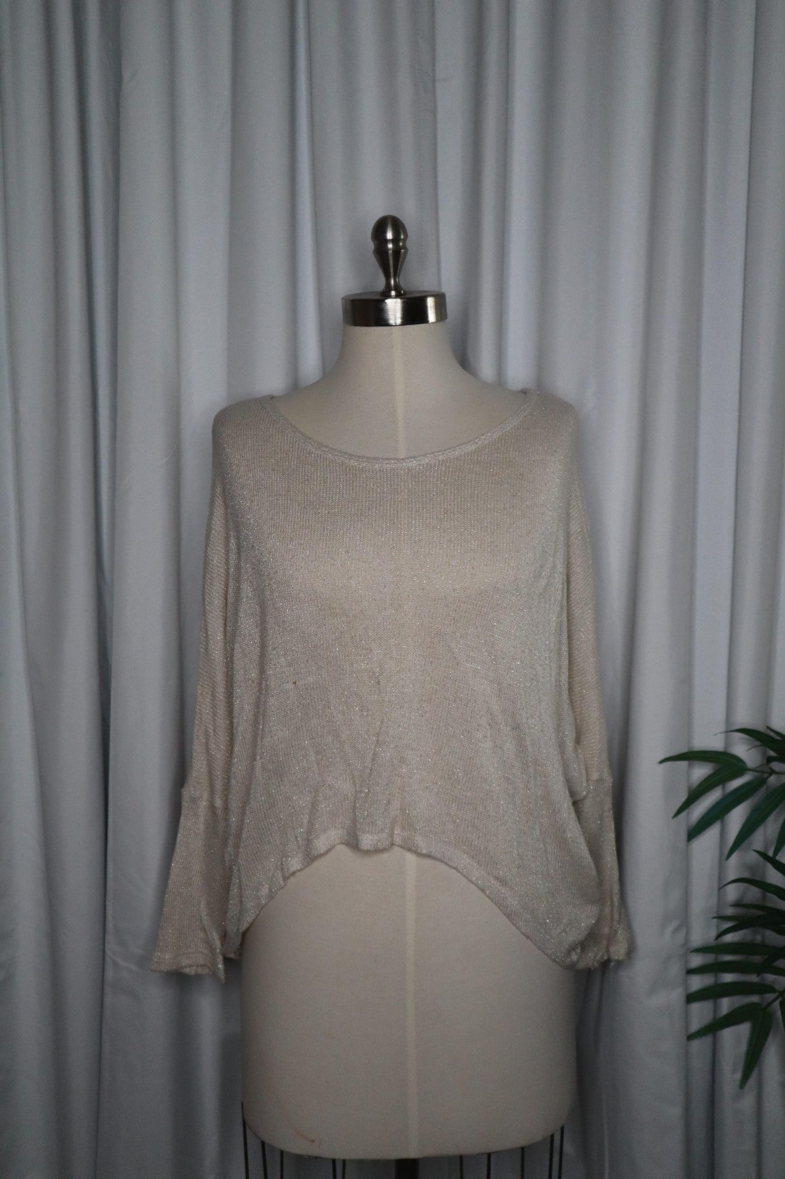 Windsor Metallic Cream Button-Back Sweater